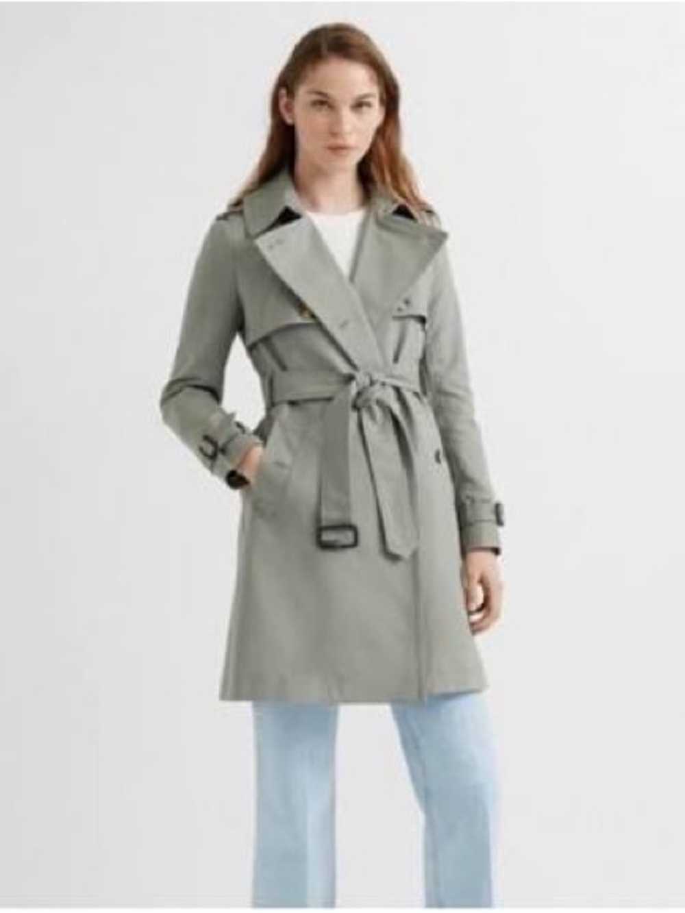 Club Monaco Women's Belted Trench Coat - Light Sage Size XS NWT - Picture 5 of 10